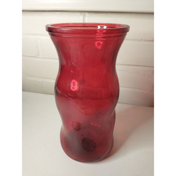 Ruby Red Glass Vase 8.5" Tall - Picture 2 of 10